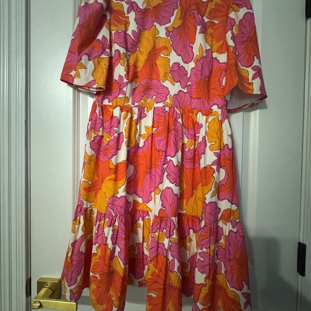 JB by Julie Brown Pink and Orange Ruffled Tiered Sundress